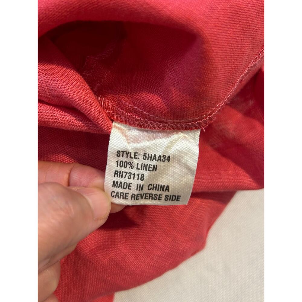 David Dart 100% Linen Button Up Top Patchwork Fuchsia Pink Small - Picture 9 of 12